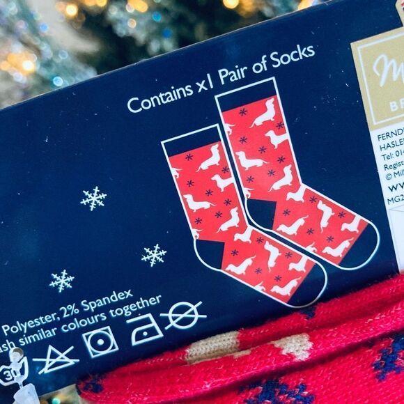 NWT 2-pc Christmas Dachshund Dog Mug & Socks Set - Picture 6 of 7